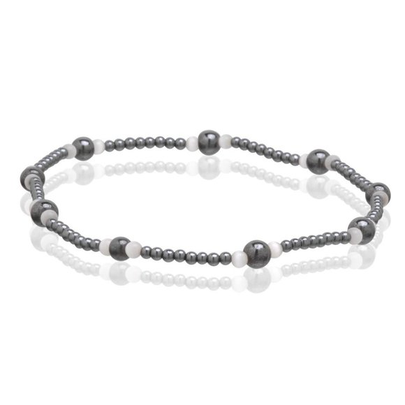 Magnetic Hematite Anklet, Beaded Gemstone Anklet Stretchable - Picture 1 of 1